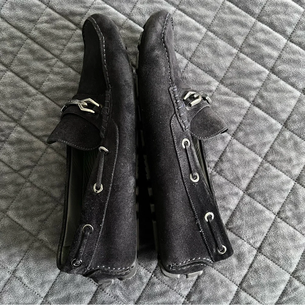 HUGO BOSS Penny Loafers Men 7 Shoes Black Suede